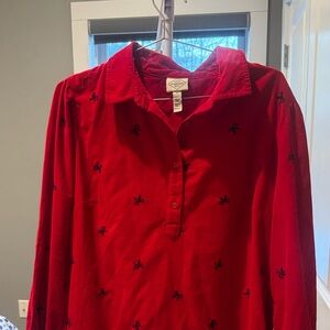 NWOT St John’s Bay Corduroy Button-Up Dress with Embroidered Details